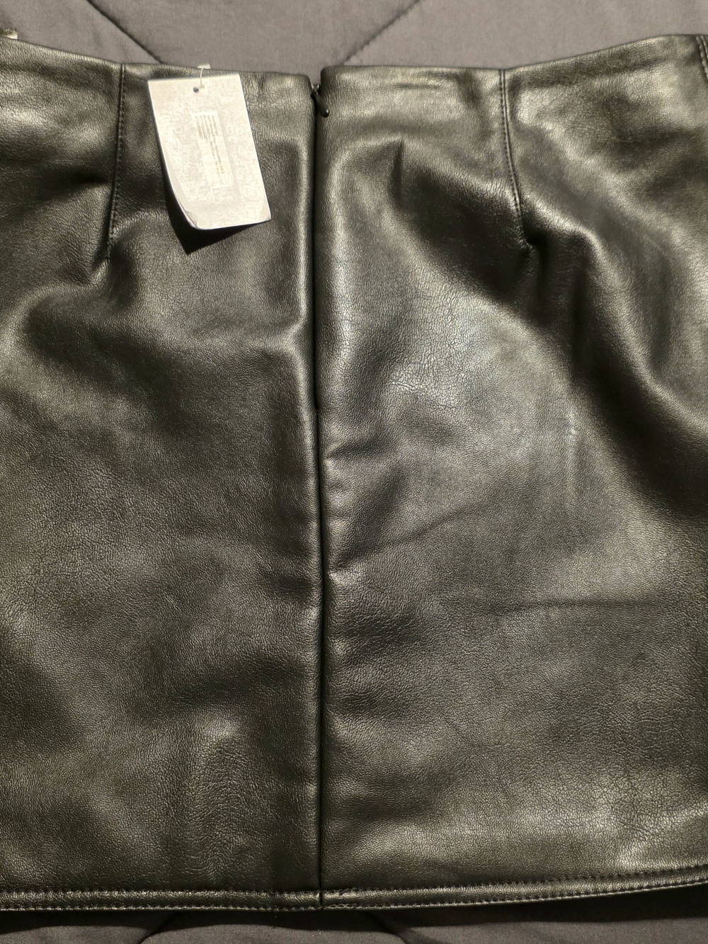 H&M Black Faux Leather Mini Skirt with Center Seam